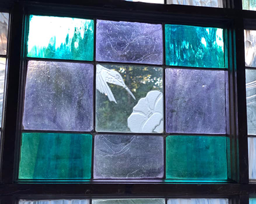 Stained Glass with Humming Bird