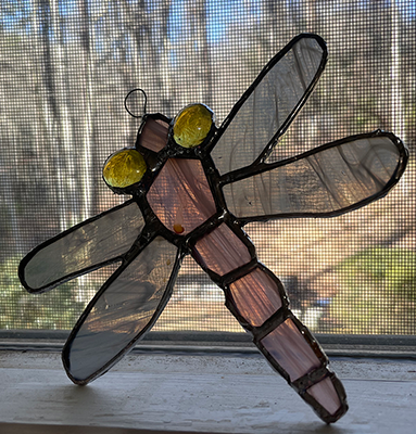 Stained Glass Hanging Dragon Fly